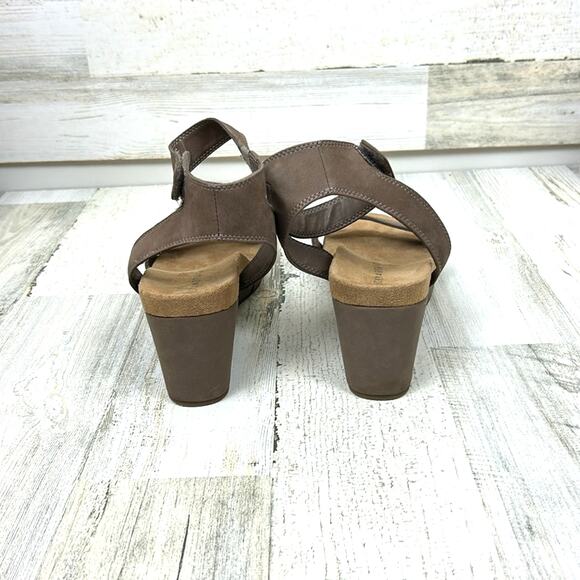 Lucky Brand Women’s 10 Tan Leather Strappy Wedge Ankle Strap Sandals - Picture 4 of 8
